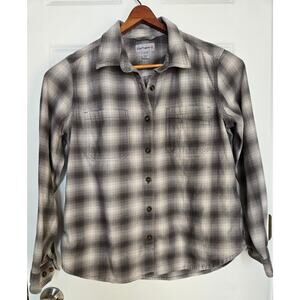 Carhartt Shirt Women Large Gray Plaid Rugged Flex Hamilton Flannel Outdoor Work